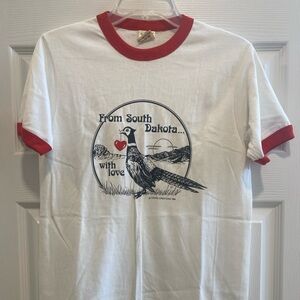 Vintage 1985 South Dakota Ringer T Shirt Made in USA Single Stitch Medium